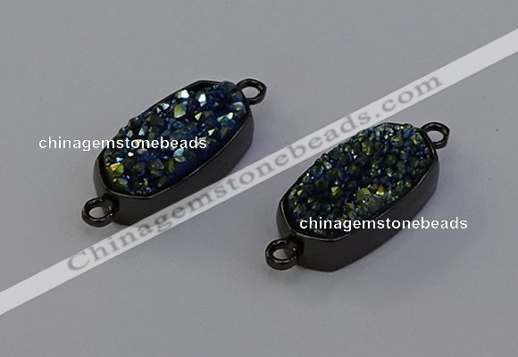 NGC5573 10*22mm - 12*25mm freeform plated druzy quartz connectors