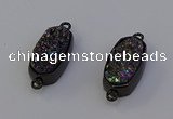 NGC5574 10*22mm - 12*25mm freeform plated druzy quartz connectors