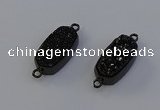 NGC5577 10*22mm - 12*25mm freeform plated druzy quartz connectors