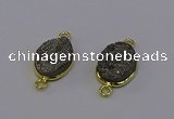 NGC5582 12*16mm oval plated druzy agate connectors wholesale