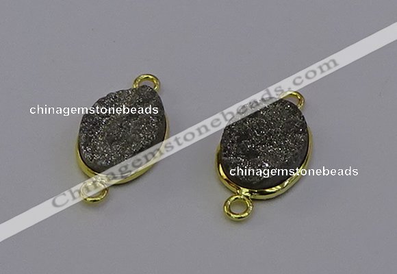 NGC5582 12*16mm oval plated druzy agate connectors wholesale