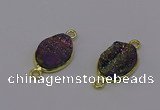 NGC5586 12*16mm oval plated druzy agate connectors wholesale