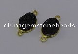 NGC5589 12*16mm oval plated druzy agate connectors wholesale