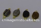 NGC5591 12*16mm oval plated druzy agate connectors wholesale