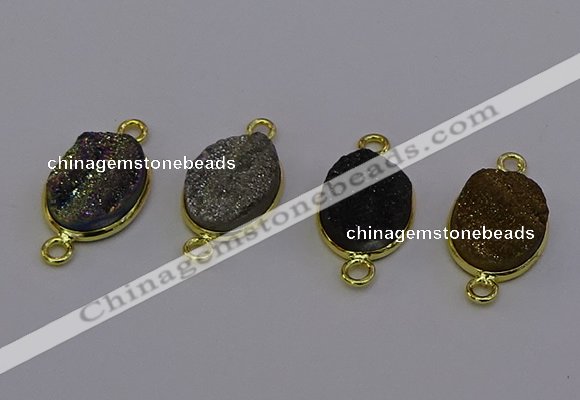 NGC5591 12*16mm oval plated druzy agate connectors wholesale