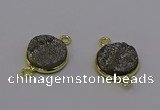 NGC5594 15mm - 16mm coin plated druzy agate connectors wholesale