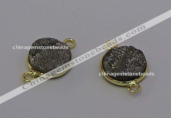 NGC5594 15mm - 16mm coin plated druzy agate connectors wholesale