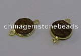 NGC5595 15mm - 16mm coin plated druzy agate connectors wholesale