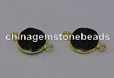 NGC5601 15mm - 16mm coin plated druzy agate connectors wholesale