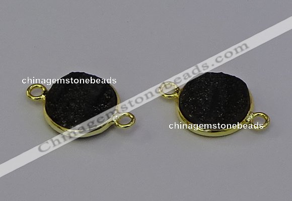 NGC5601 15mm - 16mm coin plated druzy agate connectors wholesale