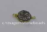 NGC5605 15mm - 16mm coin plated druzy quartz connectors wholesale