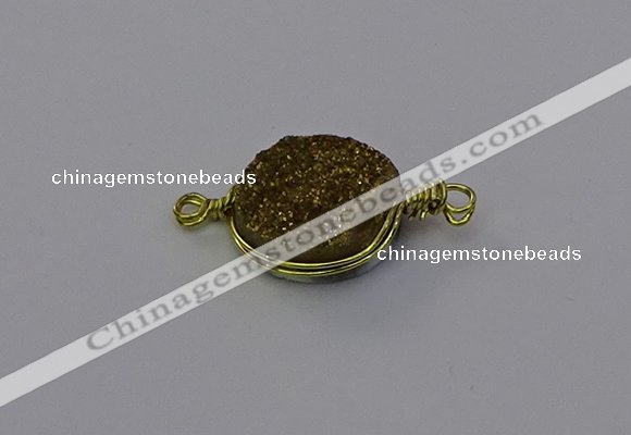 NGC5606 15mm - 16mm coin plated druzy quartz connectors wholesale