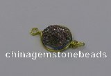 NGC5608 15mm - 16mm coin plated druzy quartz connectors wholesale