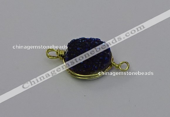 NGC5609 15mm - 16mm coin plated druzy quartz connectors wholesale