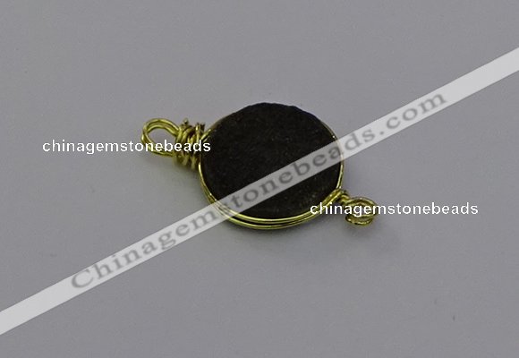 NGC5611 15mm - 16mm coin plated druzy quartz connectors wholesale