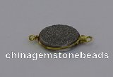 NGC5616 15*20mm oval plated druzy quartz connectors wholesale