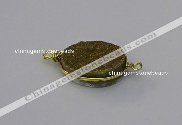 NGC5617 15*20mm oval plated druzy quartz connectors wholesale