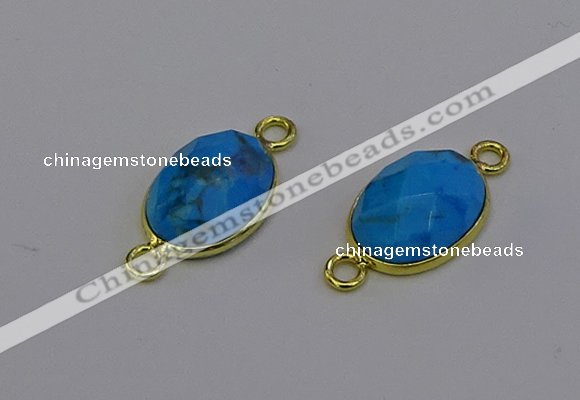 NGC5630 15*20mm faceted oval white howlite turquoise connectors
