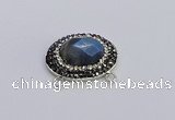 NGC5657 18*25mm faceted oval labradorite gemstone connectors