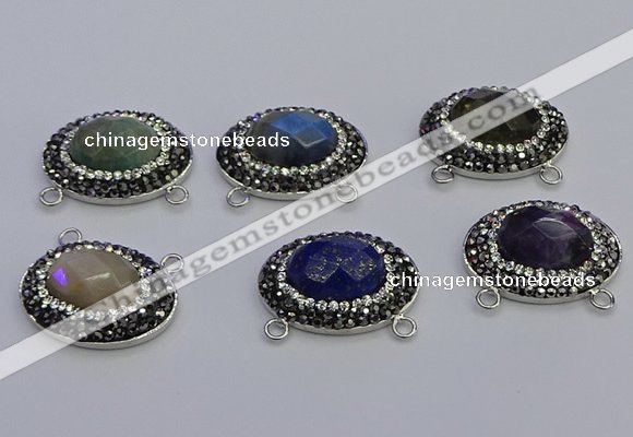 NGC5661 18*25mm faceted oval mixed gemstone connectors