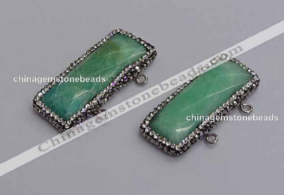 NGC5745 15*40mm rectangle amazonite gemstone connectors