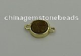 NGC5779 12mm coin plated druzy agate connectors wholesale