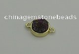 NGC5782 12mm coin plated druzy agate connectors wholesale