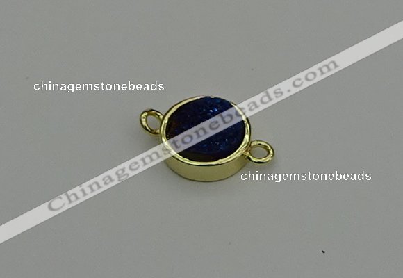 NGC5783 12mm coin plated druzy agate connectors wholesale