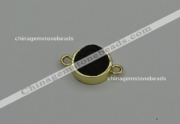 NGC5784 12mm coin plated druzy agate connectors wholesale