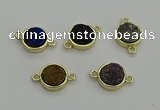 NGC5786 12mm coin plated druzy agate connectors wholesale