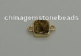 NGC5789 10*10mm square plated druzy agate connectors wholesale