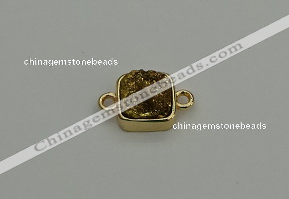 NGC5789 10*10mm square plated druzy agate connectors wholesale