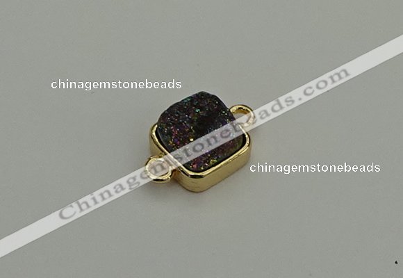 NGC5792 10*10mm square plated druzy agate connectors wholesale