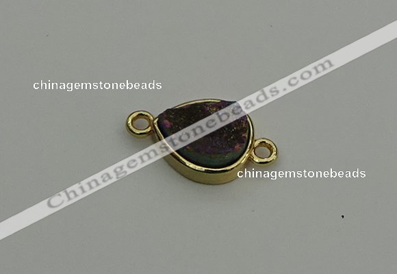 NGC5802 10*14mm flat teardrop plated druzy agate connectors