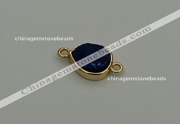 NGC5803 10*14mm flat teardrop plated druzy agate connectors