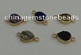 NGC5806 10*14mm flat teardrop plated druzy agate connectors