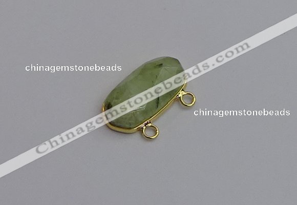 NGC5816 13*25mm faceted oval green rutilated quartz connectors