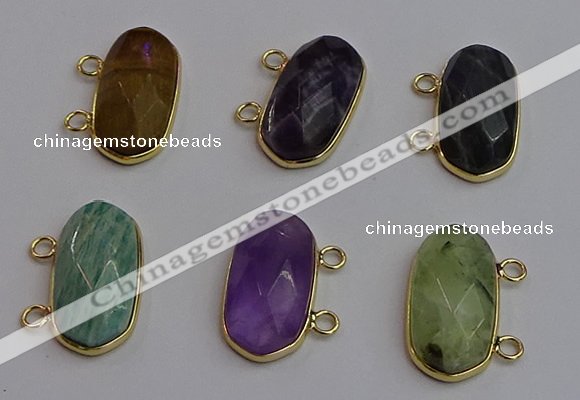 NGC5828 13*25mm faceted oval mixed gemstone connectors wholesale