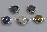 NGC5830 15mm coin plated druzy agate connectors wholesale