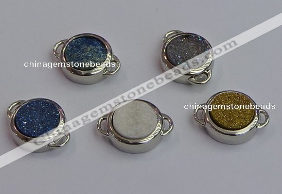 NGC5830 15mm coin plated druzy agate connectors wholesale