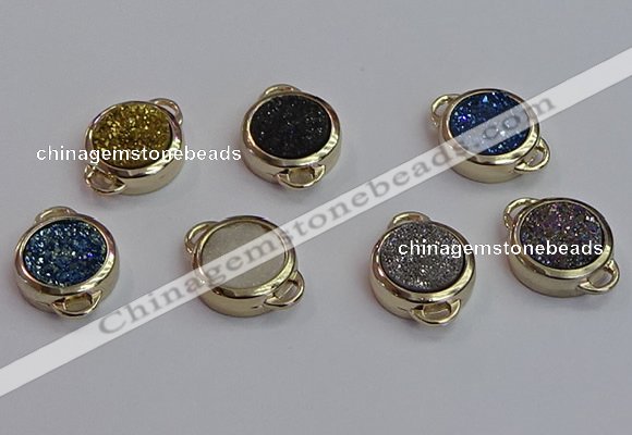 NGC5832 15mm coin plated druzy agate connectors wholesale