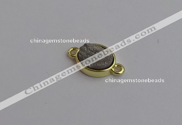 NGC5840 11*13mm oval plated druzy agate connectors wholesale