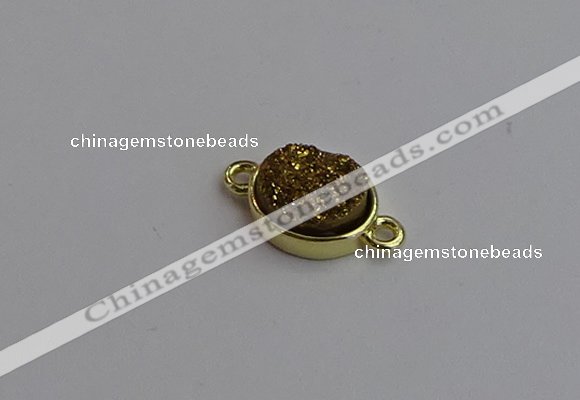 NGC5841 11*13mm oval plated druzy agate connectors wholesale