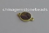 NGC5842 11*13mm oval plated druzy agate connectors wholesale