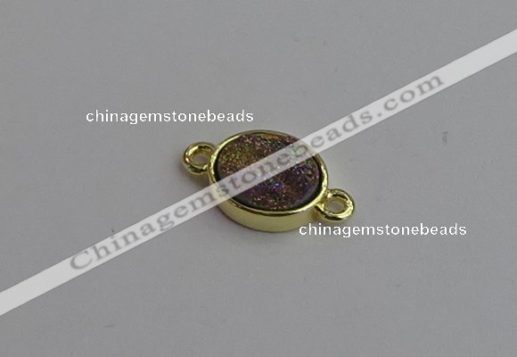 NGC5842 11*13mm oval plated druzy agate connectors wholesale