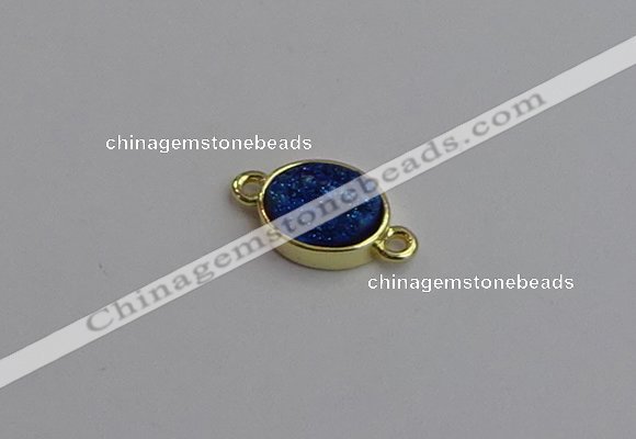 NGC5843 11*13mm oval plated druzy agate connectors wholesale