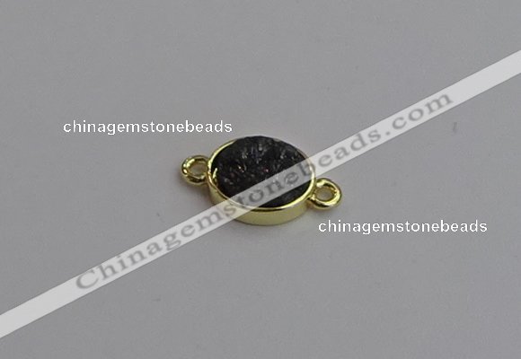 NGC5846 11*13mm oval plated druzy agate connectors wholesale