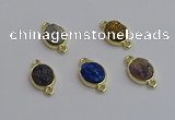 NGC5848 11*13mm oval plated druzy agate connectors wholesale