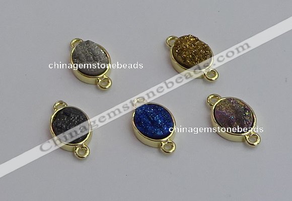 NGC5848 11*13mm oval plated druzy agate connectors wholesale