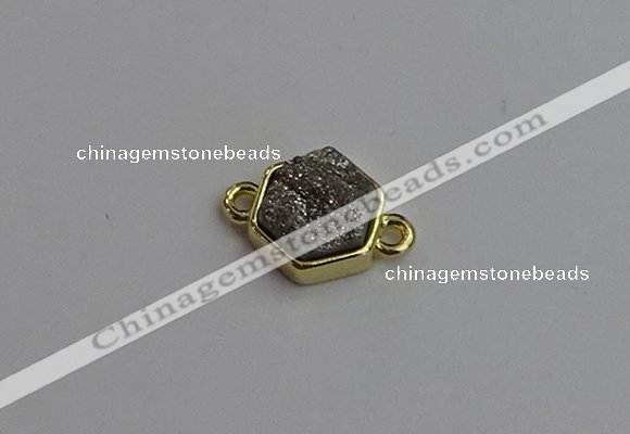 NGC5850 12*12mm hexagon plated druzy agate connectors wholesale